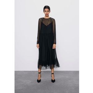 Semi sheer dotted midi dress